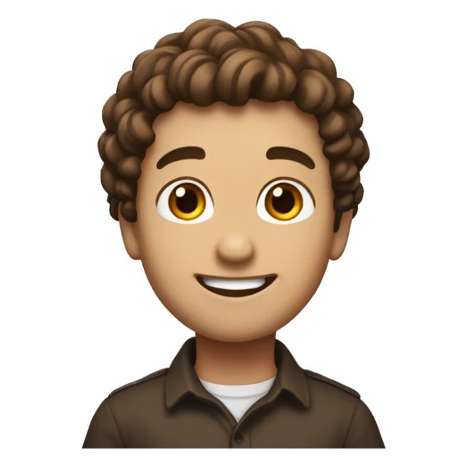 make me an emoji with a unique character that expresses joy whit brown-dark hair  and class  sticker
