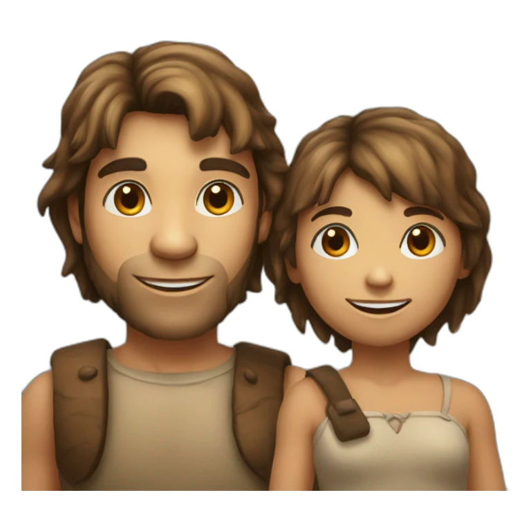 man homo sapiens and girl homo neanderthal smiling sticker