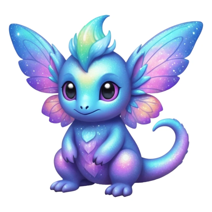 Pastel cute nebula fuzzy realistic glittery Randomly-faerie-drake-colored sparkly exotic Fakémon-creature sticker