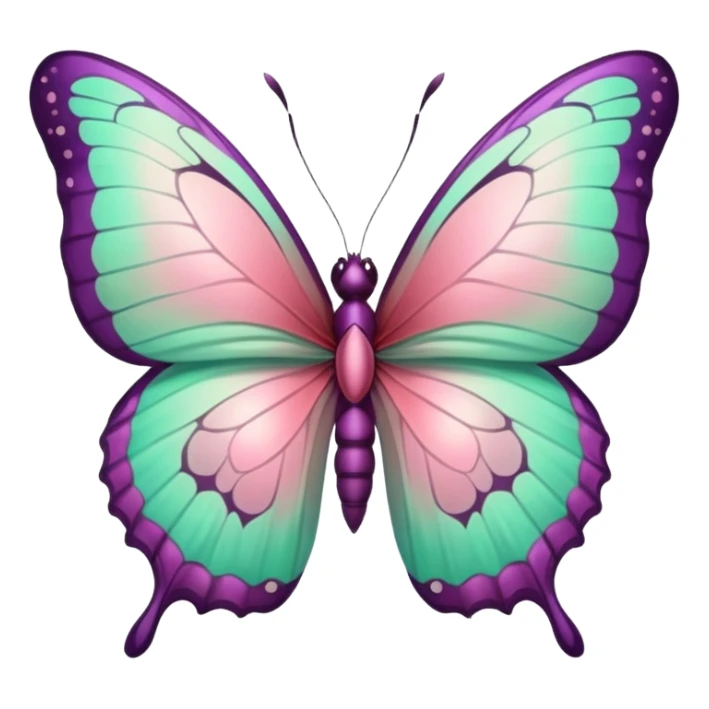 Beautiful mint green and warm rose lila butterfly with detailed wings sticker