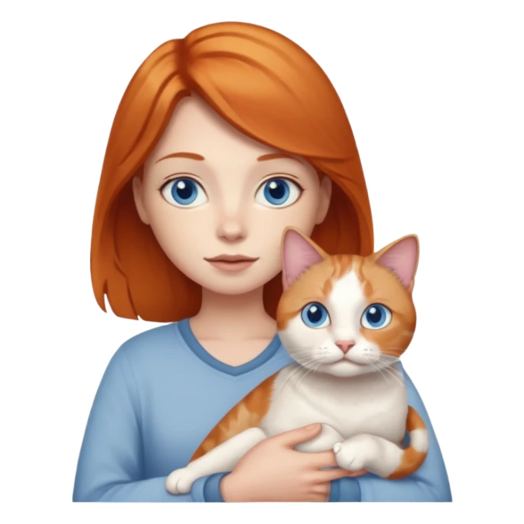 A ginger with blue eyes holding a large dilute calico cat. sticker
