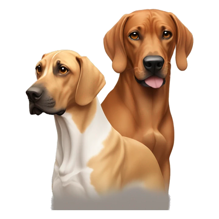 white male with long rainbow colored hair alongside a brown rhodesian ridgeback sticker