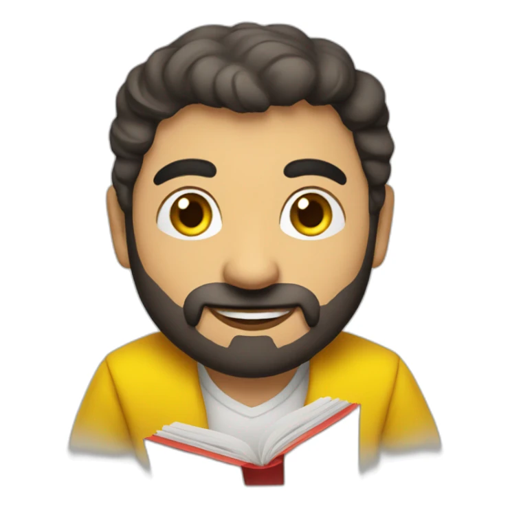 Armenian men with the yellow clothes reading book and looking at camera and smiling  sticker