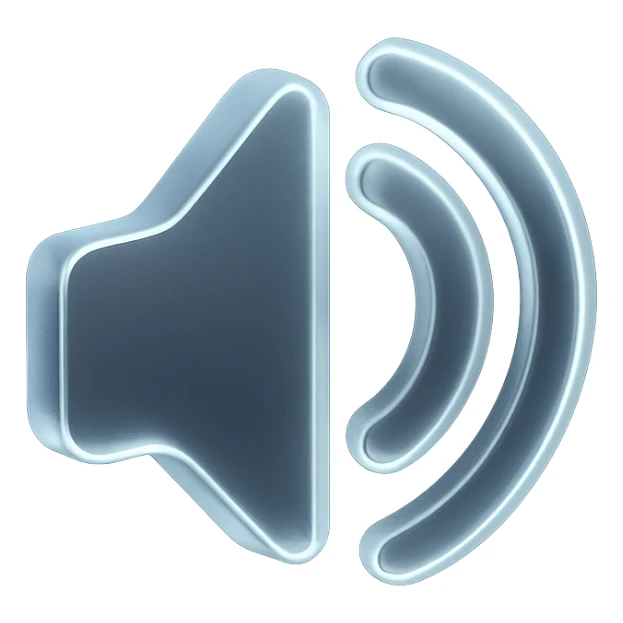 sound icon in a modern liquid glass look, resembling Apple icons sticker