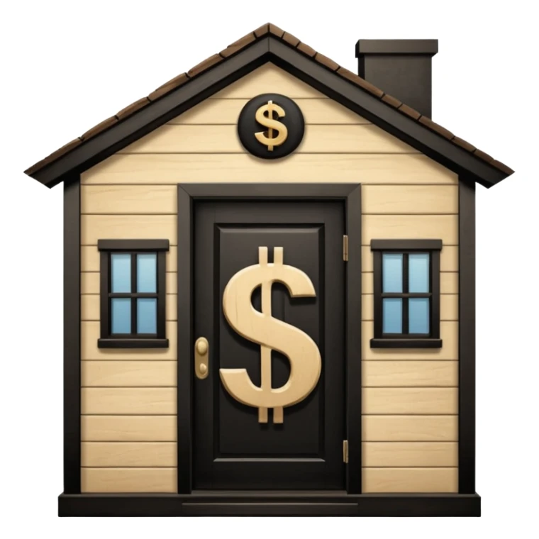 a normal house with a dollar sign in the middle sticker