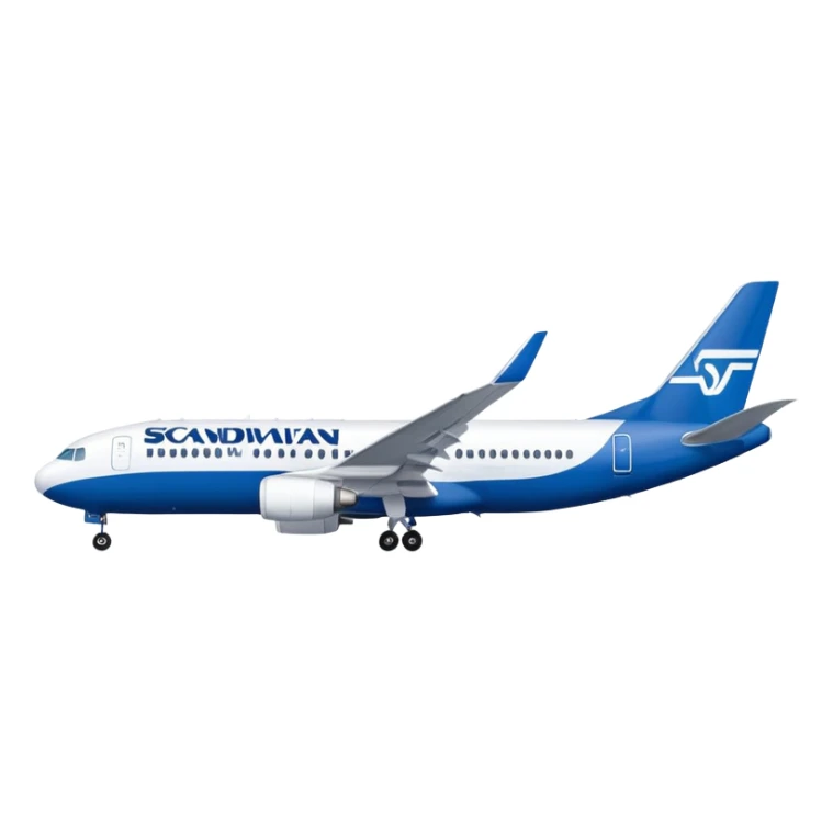 Scandinavian Airlines airplane with blue and white colors sticker