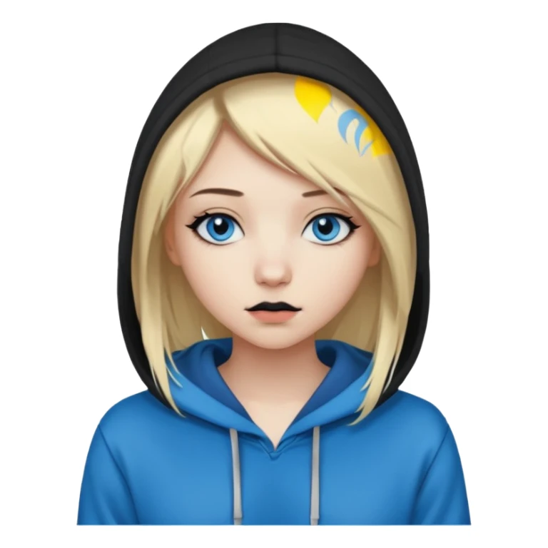 depressives Emo Mädchen, blond, blaue Augen, mit Kapuze, Emo-Stil sticker