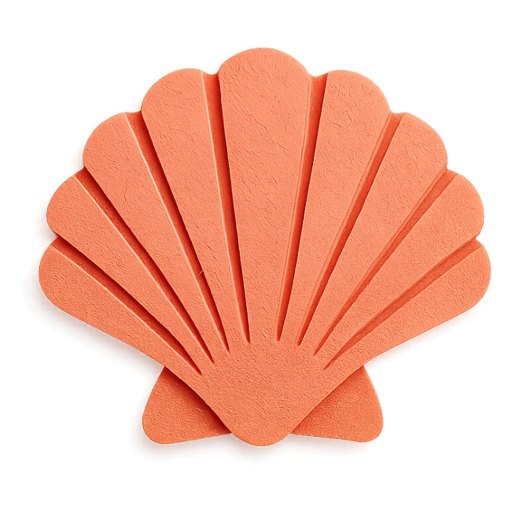 scallop shell, textured paper details, gentle shadows sticker