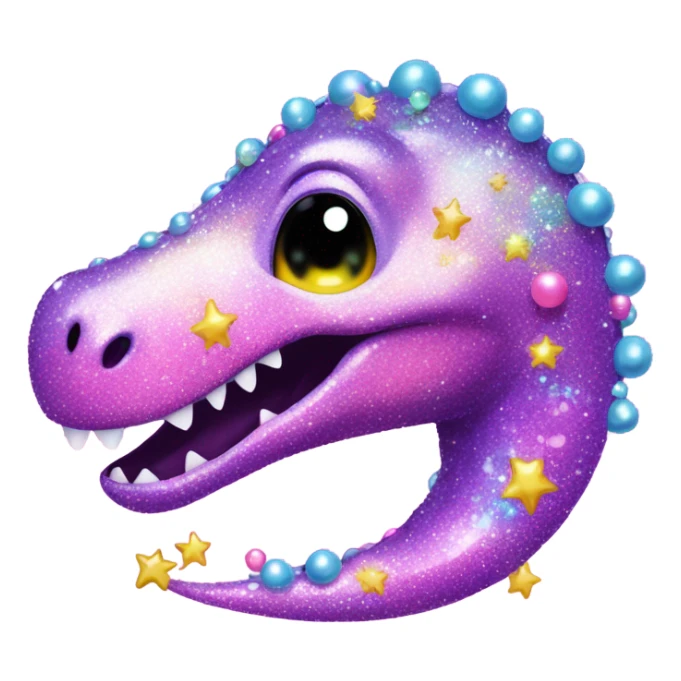 Lisa frank glitter pretty water dinosaur with pearls sticker