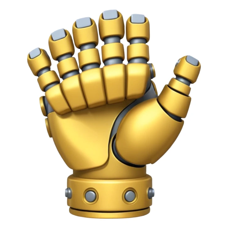 bulky robot fist viewed from the back, emoji style sticker