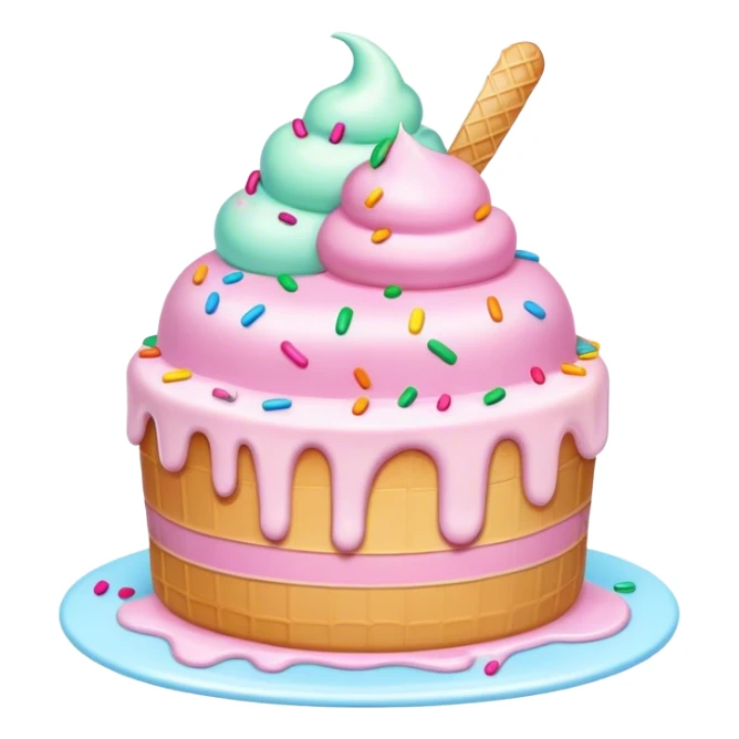 Melted kawaii pastel ice cream cake sticker