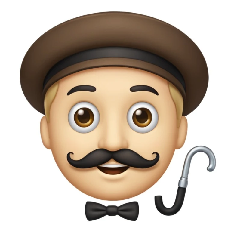 a smirking emoji with a twirly black mustache and a monocle sticker