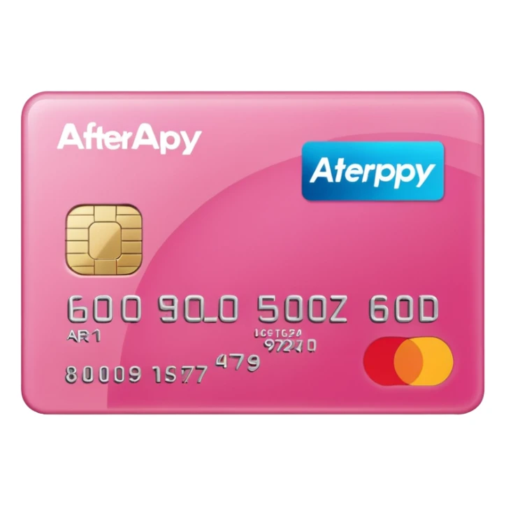 pink big afterpay word on a credit card sticker