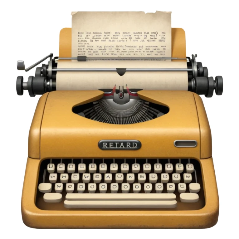 Typewriter with paper that says retard on paper no logo on typewriter  sticker