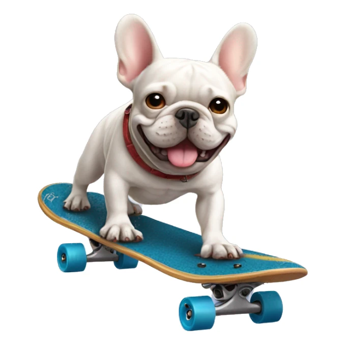 French bulldog riding a skateboard sticker