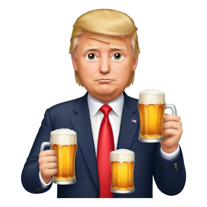 Donald Trump holding a beer sticker