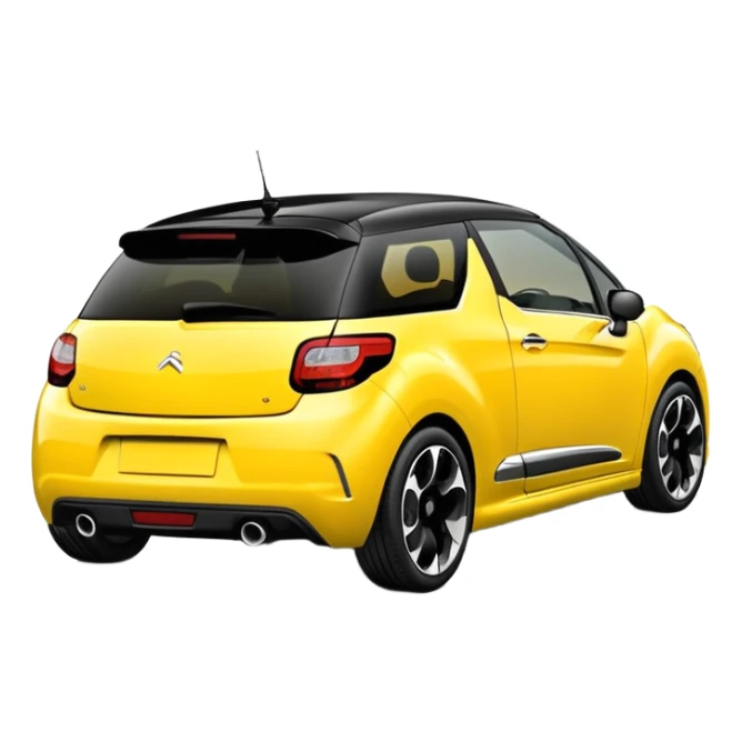 Yellow car Citroen DS3  with black roof sticker