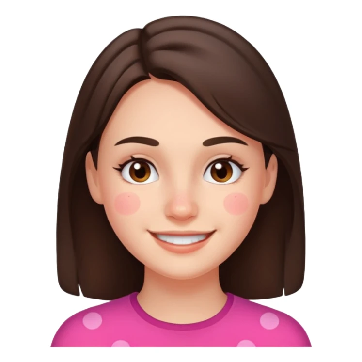 brunette with pimples on her cheek and forehead, still smiling sticker
