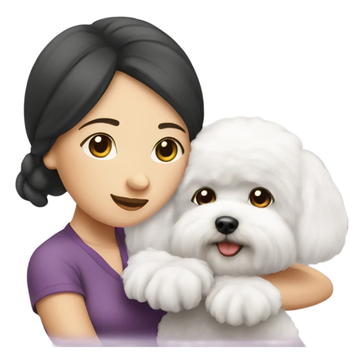 A cute bichon frise with an Asian woman  sticker