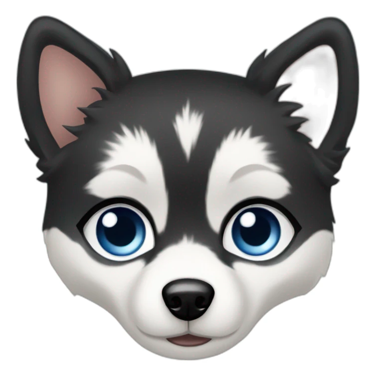 White women black hair pomsky blue eyes sticker