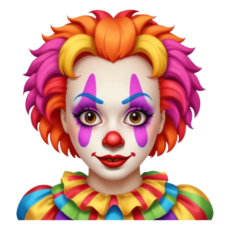 Woman in embarrassing clown makeup sticker