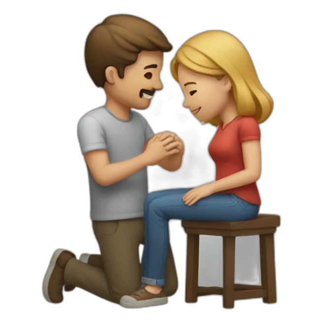 Man on knee patting woman’s head sticker
