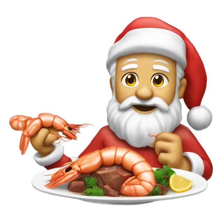 Santa Claus eating shrimp scampi and beef roast sticker