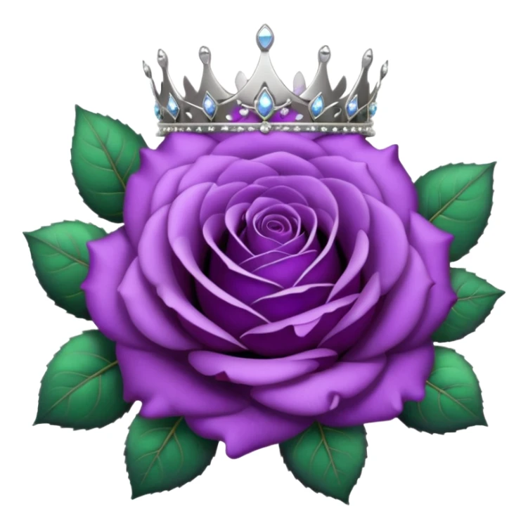 Purple rose flower, silver circle plaque, silver tiara sticker