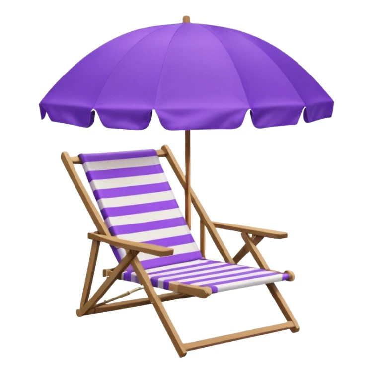 beach chair with striped purple umbrella sticker