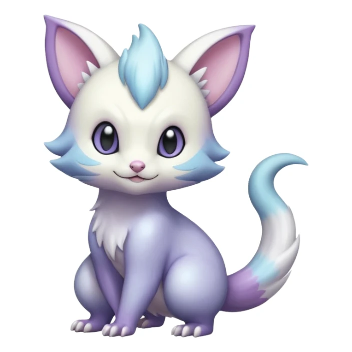 Shiny Iridescent Pale Pastel Whitish Bright Delcatty-Furret-Absol-Noibat-Hybrid (Full body) sticker