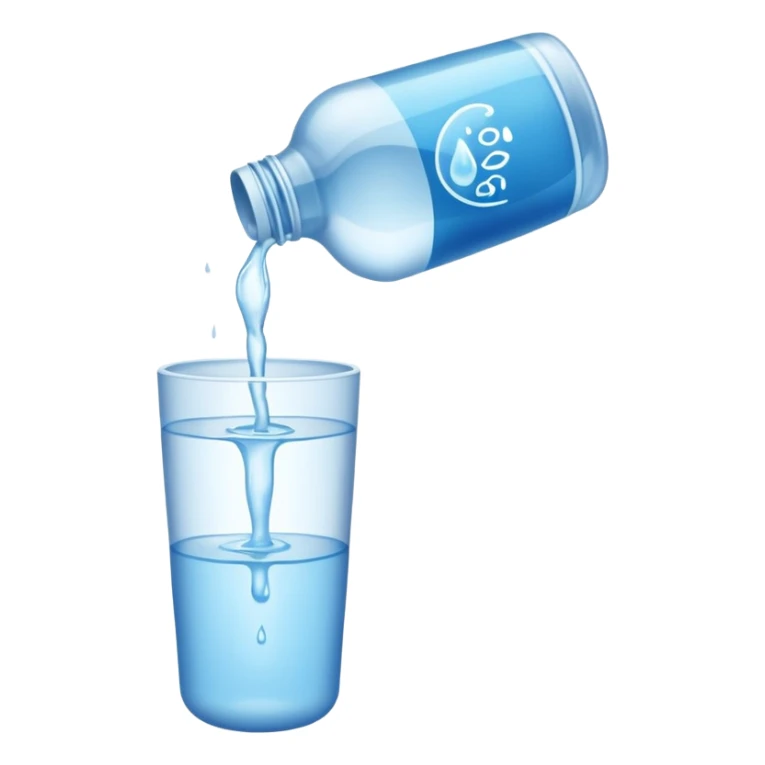 bottle of water pouring out --no glas sticker
