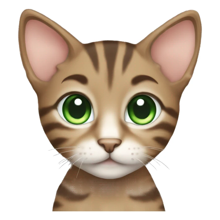 extremely cute kawaii brown tabby kitten with green eyes sticker