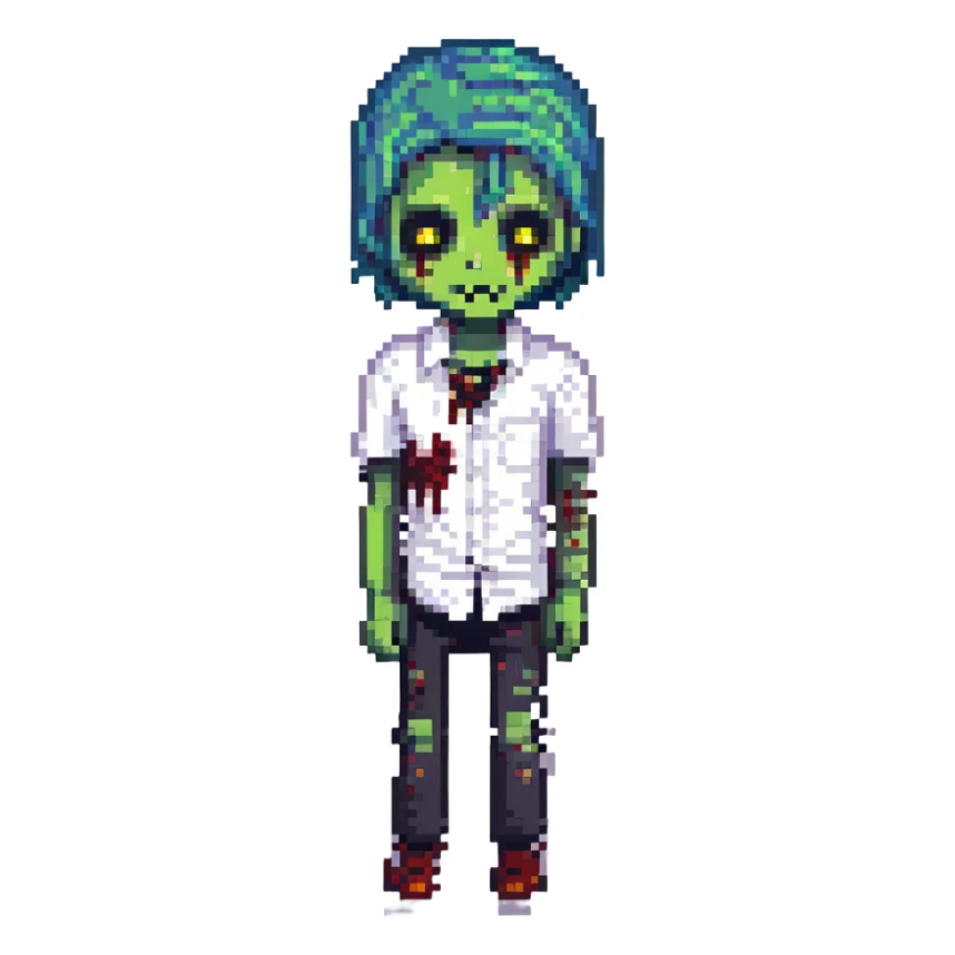 zombie boy with emo hair and white shirt sticker