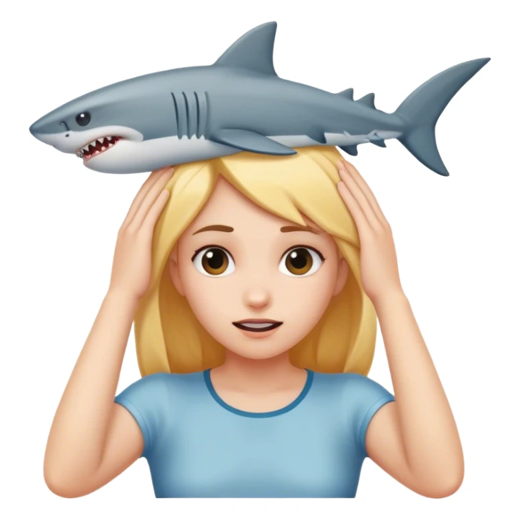 girl with hand over head like a shark sticker