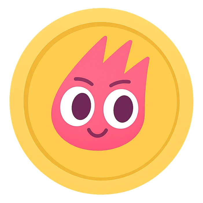 Replace the center of the gold flat token with the mascot head from the provided image, keeping the mascot head in its original colors, centered, no shadows, transparent background, and preserving the gold flat token style. sticker