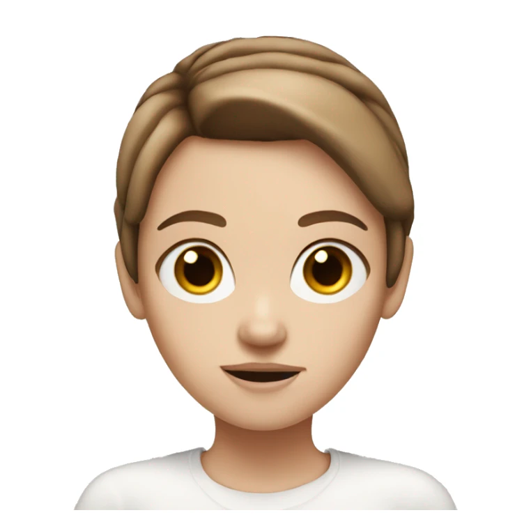 White girl with brown hair giving weird look sticker