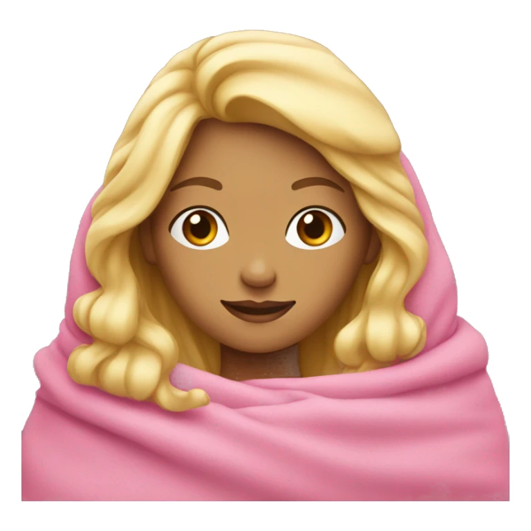 Blonde girl wrapped in a pink blanket sticker