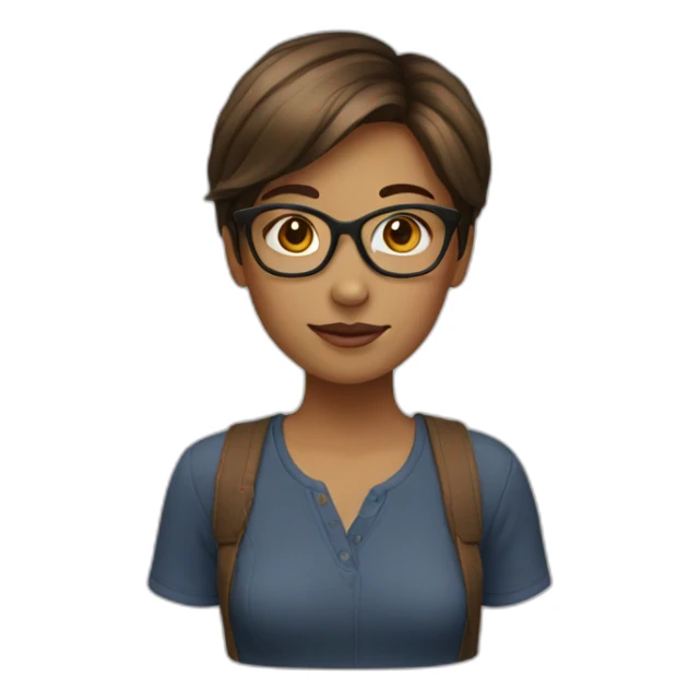 Girl with glasses with brown short hair sticker