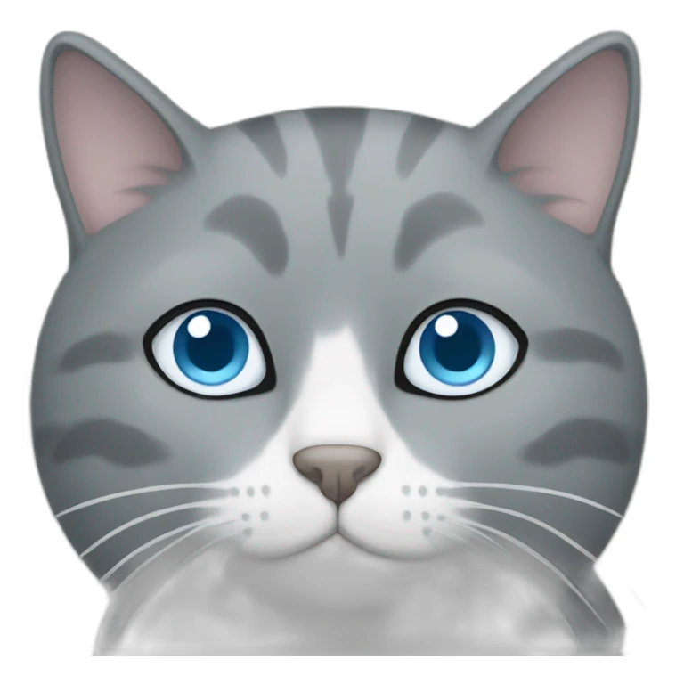 Gray cat with white mouth and white nose and light blue eyes sticker
