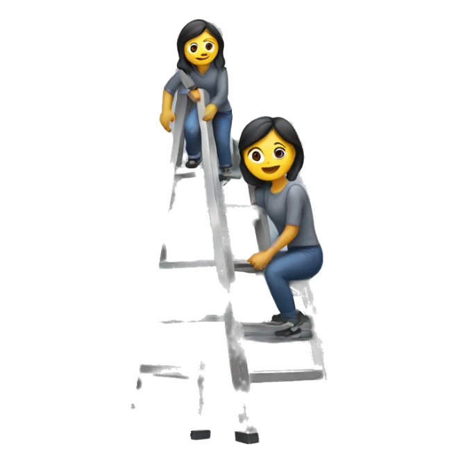 a women in a metal ladder sticker