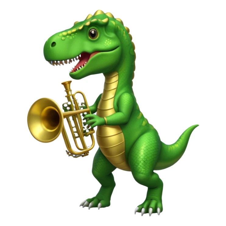 A TRex playing a trumpet sticker