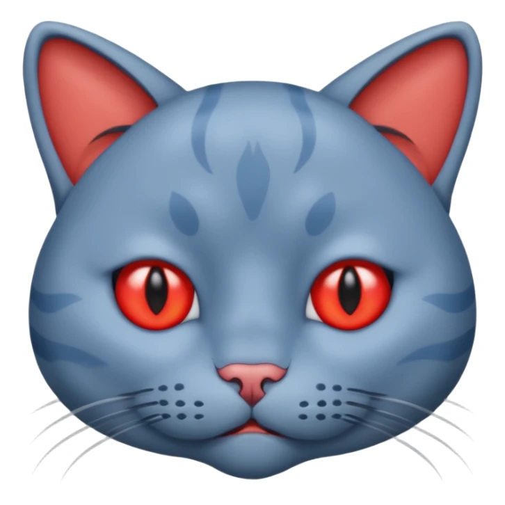 Emoji Visage de chat bleu defoncé yeux rouge fatigué sticker