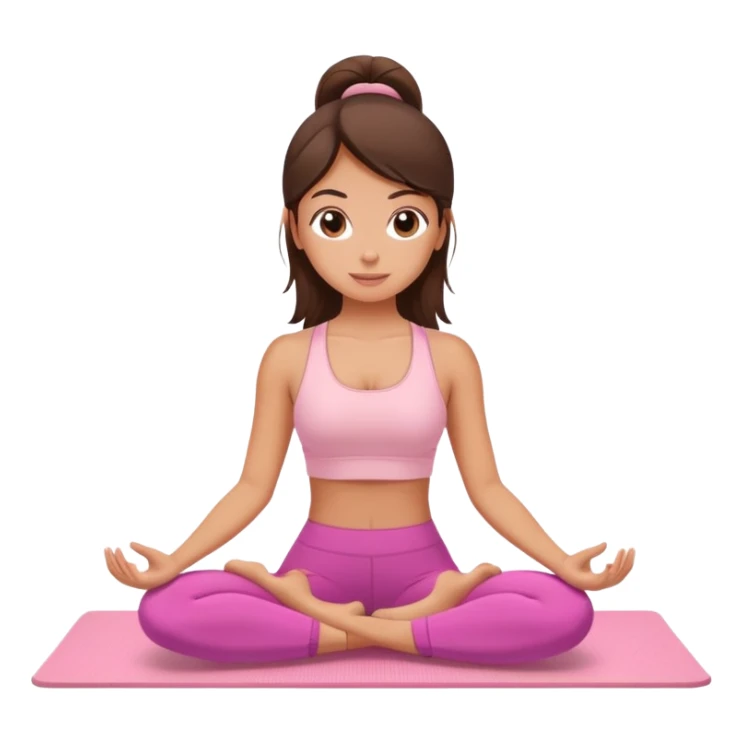 A brunette girl doing pilates on a light pink yoga mat sticker
