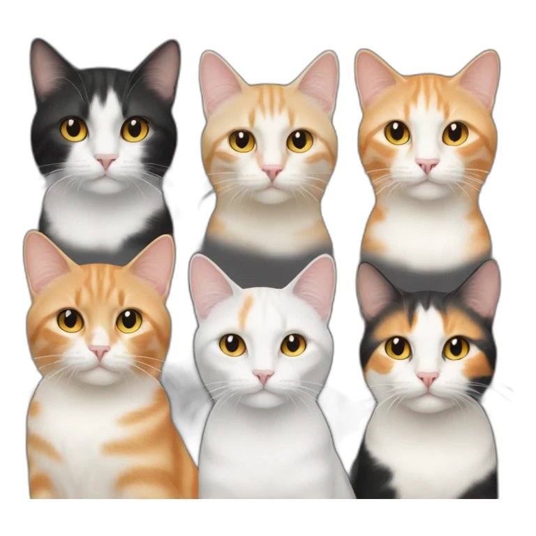 blonde cat and tricolor white black and orangecat sticker