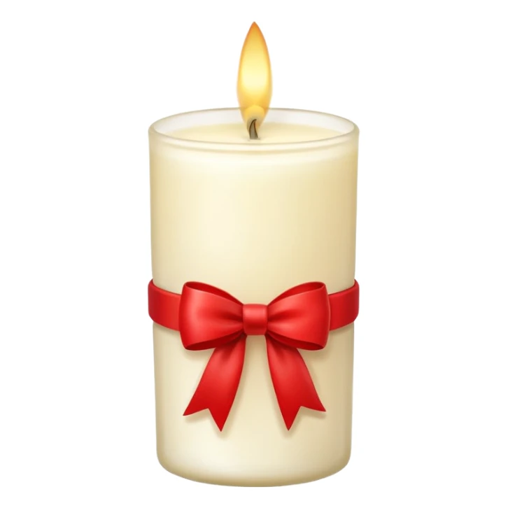 Soft vanilla long glass candle, with little red bow sticker