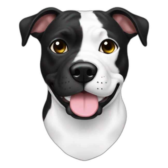 Staffi noir avec des chaussettes blanche des tache de brunger et un trait blanc sur le museau sticker