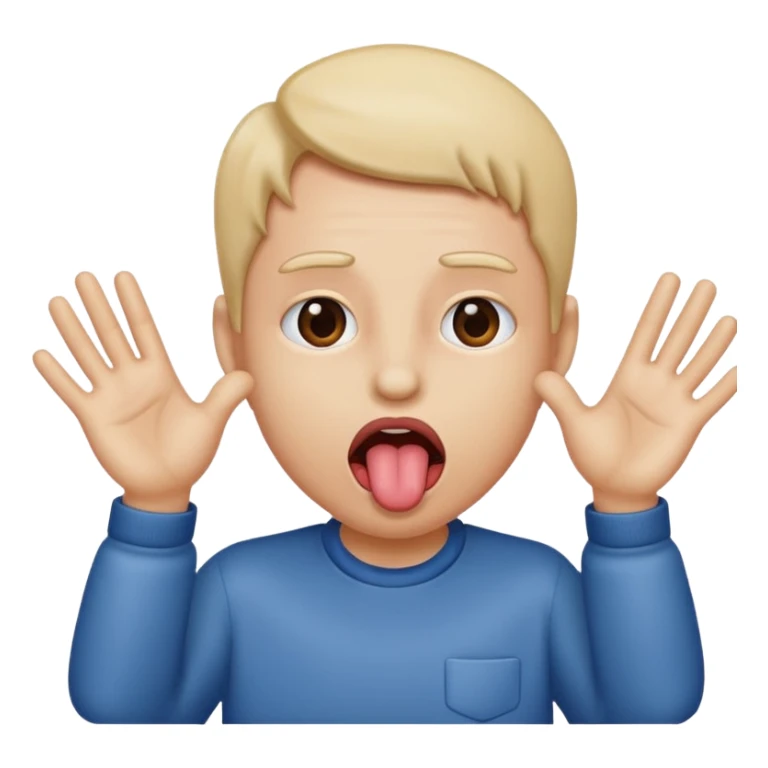 Tongue sticking out and hands going to side sticker