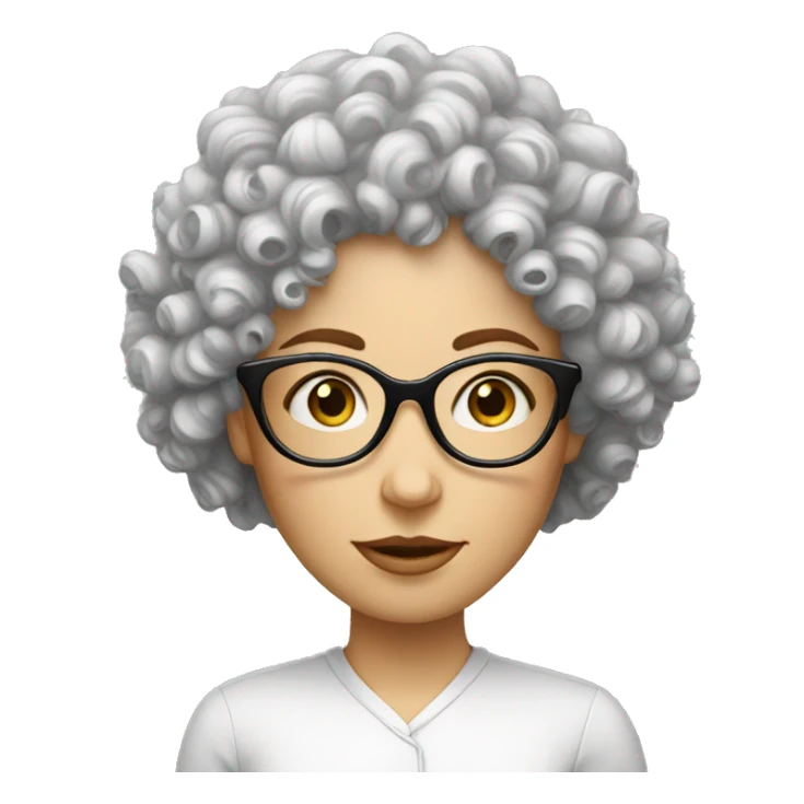 curly hair white woman bizarre glasses sticker