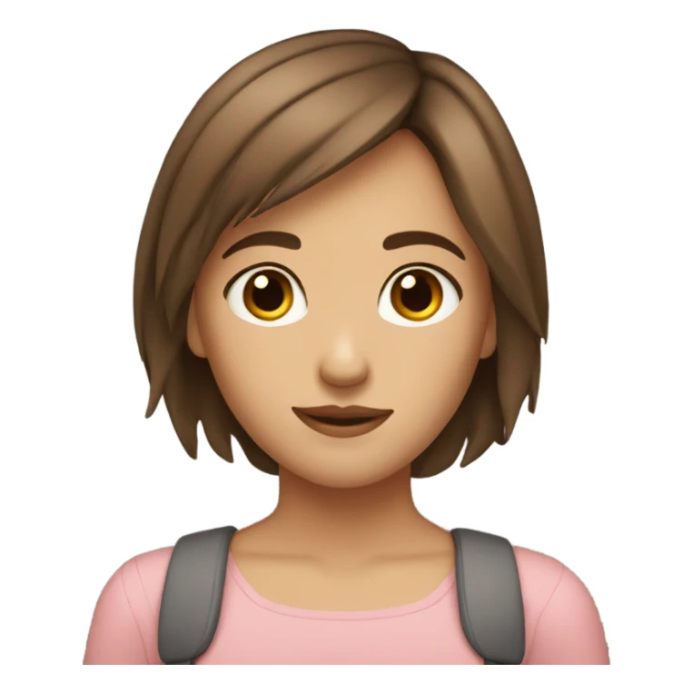 girl with short brown hair brown eyes  sticker