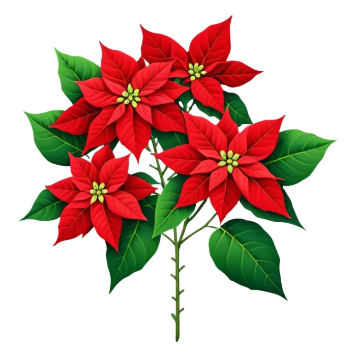 big bouquet Poinsettia, stem, leaf sticker